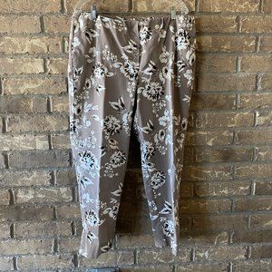 J Jill Bi-Stretch Slim-Leg Floral Pants, Size 18